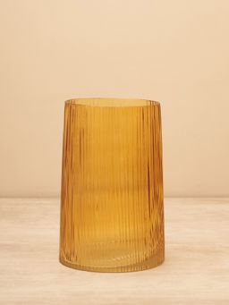 Pure Home + Living - Light Brown Ribbed Cylindrical Glass Vase Medium