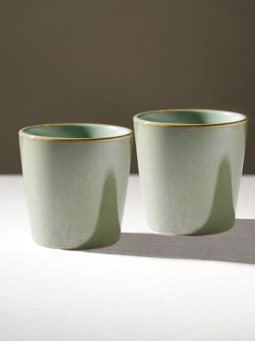 Pure Home + Living Green Ceramic Pots Set of 2 Large