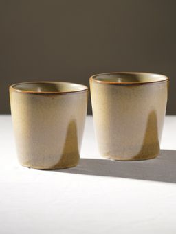 Pure Home + Living - Beige Ceramic Pots Set of 2 Large