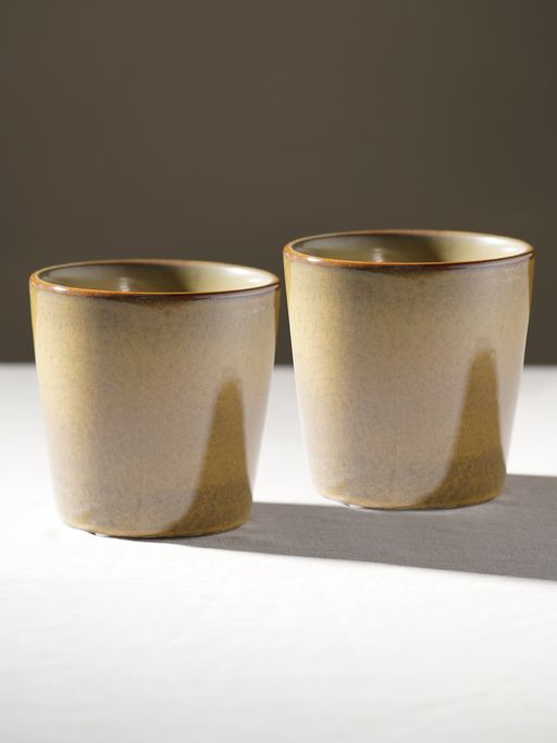 Pure Home + Living Beige Ceramic Pots Set of 2 Large