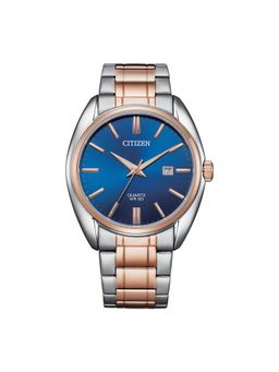 Citizen - Quartz Deep Blue Sun Ray Dial Silver Stainless Steel And Rose Gold Men Watch - BI5104-57L