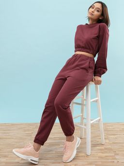 Twenty Dresses by Nykaa Fashion - Maroon Solid Tapered Joggers