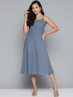 Jompers - Sequin Work Midi Grey Ethnic Dress
