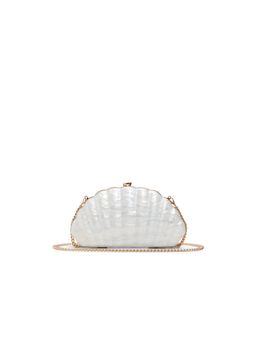 Aldo - Sheshell White Womens Novelty Clutch with Detachable Chain