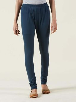 Fabindia - Teal Cotton Solid Skinny Churidar