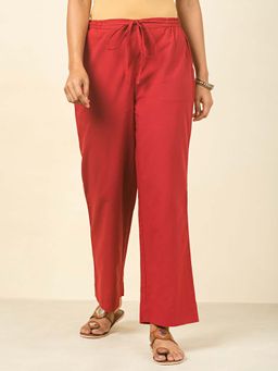 Fabindia - Maroon Cotton Straight Pant
