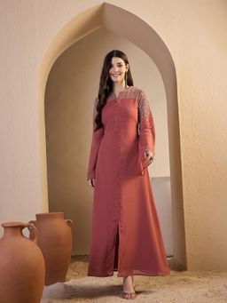 INDDUS - Women Sequinned Embroidered Ethnic Dress