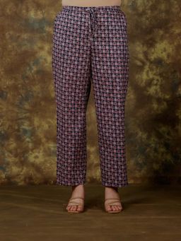 ARAMYA - Blue Ankle Length Print Pant