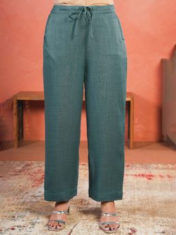 ARAMYA - Teal Ankle Length Solid Pant