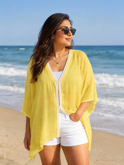 Qurvii - Yellow Mul Cotten Kaftan Top