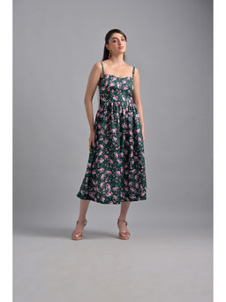 GARDEN PARTY - Women Floral Printed Cotton Fit And Flare Midi Dress