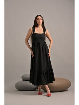 GARDEN PARTY - Women Black Solid A-Line Dress
