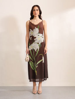 Kazo - Brown Hibiscus 2 Dress