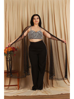 Japnah Gambhir - Black Banana Crepe Embellished Co-Ord Set