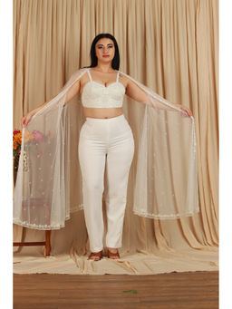 Japnah Gambhir - White Banana Crepe Embellished Co-Ord Set