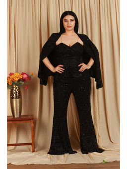 Japnah Gambhir - Black Georgette Hand Embellished Co-Ord Set