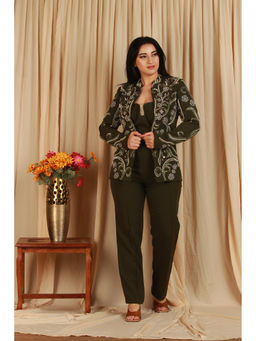 Japnah Gambhir - Olive Regal Hand-Embellished Co-Ord Set