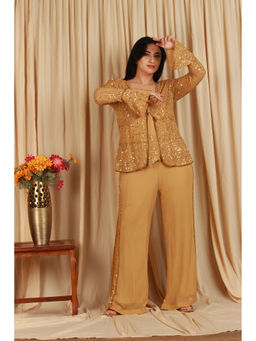 Japnah Gambhir - Gold Georgette Hand Embellished Sequins Co-Ord Set