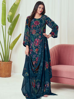 Stylee LIFESTYLE - Multi Color Georgette Embroidered Unstitched Kurta with Pant & Dupatta