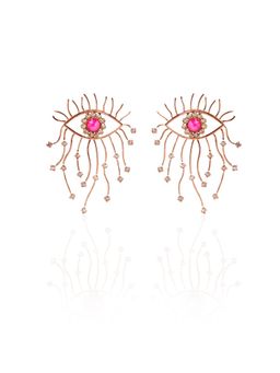 ESME - Owl Pink Stones Drops Earrings