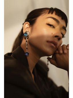 ESME - Flamingo Blue Stones Drops Earrings