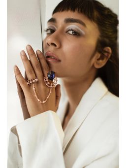 ESME - Heron Purple Stones Rings with Chain