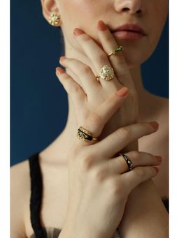 Melrosia - Black Enamel And Filigree Ring