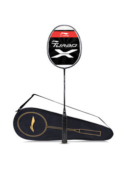 Li-Ning - Turbo X 50 G5 Strung Badminton Racket with Free Full Racket Cover (Black-White, 87 grams)