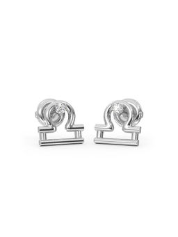 Candere by Kalyan Jewellers - 14K White Gold and Diamond Libra Stud Earring for Women