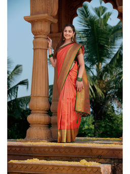 ISHKIYA - Green Woven Saree with Unstitched Blouse