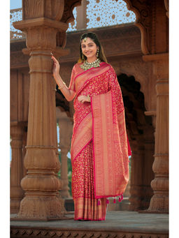 ISHKIYA - Pink Woven Saree with Unstitched Blouse
