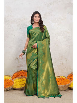 ISHKIYA - Green Woven Saree with Unstitched Blouse
