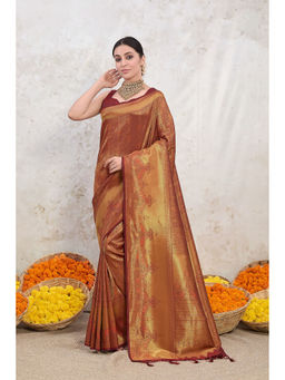 ISHKIYA - Maroon Woven Saree with Unstitched Blouse