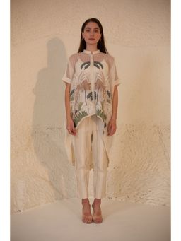 OJA - Fern White Linen Embroidered Co-Ord (Set of 3)