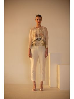 OJA - Fern White Full Sleeve Embroidered Co-Ord (Set of 3)