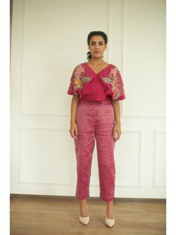 OJA - Aurum Pink Crop Top and Pant Co-Ord (Set of 2)