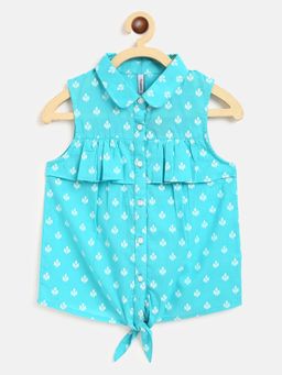 Campana - Girls Vickie Shirt Style Top - Khari Floret Print - Blue
