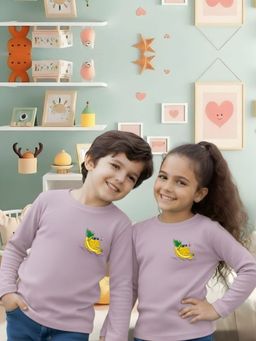 Oh Rare - Unisex Light Purple Full Sleeves Fruit Print T-Shirt