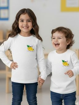 Oh Rare - Unisex White Full Sleeves Fruit Print T-Shirt