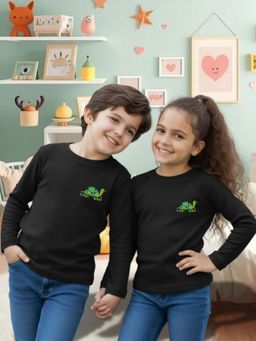 Oh Rare - Unisex Black Full Sleeves Animal Print T-Shirt