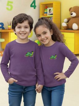 Oh Rare - Unisex Dark Purple Full Sleeves Animal Print T-Shirt