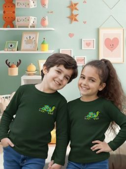 Oh Rare - Unisex Dark Green Full Sleeves Animal Print T-Shirt