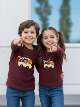 Oh Rare - Unisex Wine Full Sleeves Animal Print T-Shirt