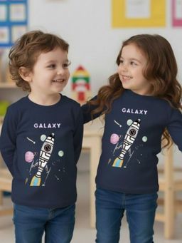 Oh Rare - Unisex Navy Blue Full Sleeves Graphic Print T-Shirt