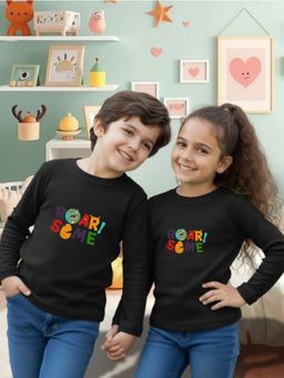 Oh Rare - Unisex Black Full Sleeves Typography Print T-Shirt