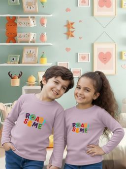 Oh Rare - Unisex Light Purple Full Sleeves Typography Print T-Shirt