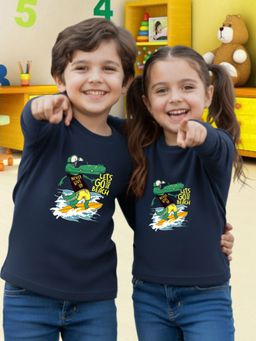 Oh Rare - Unisex Navy Blue Full Sleeves Graphic Print T-Shirt