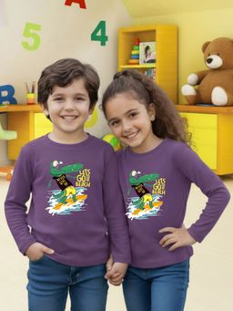 Oh Rare - Unisex Dark Purple Full Sleeves Graphic Print T-Shirt