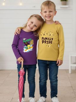 Oh Rare - Unisex Multicolor Full Sleeves Graphic Print T-shirt (Pack of 2)