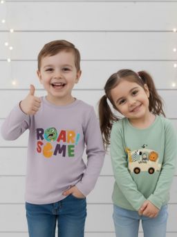Oh Rare - Unisex Multicolor Full Sleeves Graphic Print T-shirt (Pack of 2)